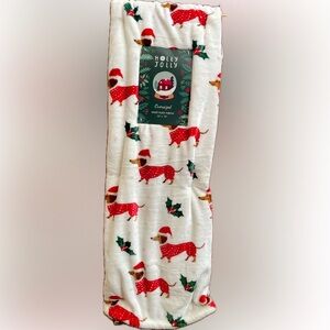 Dachshund Holiday themed oversized, velvet, plush, throw blanket